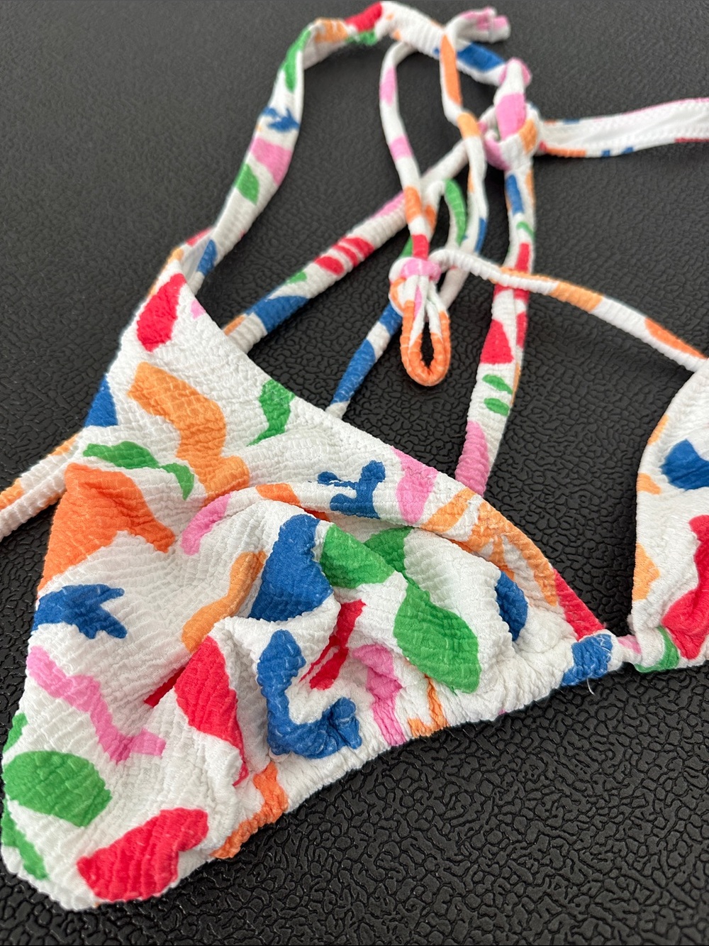 Show Me Your Mumu Multicolor Abstract Print Triangle Bikini Top - White Base - Picture 3 of 4